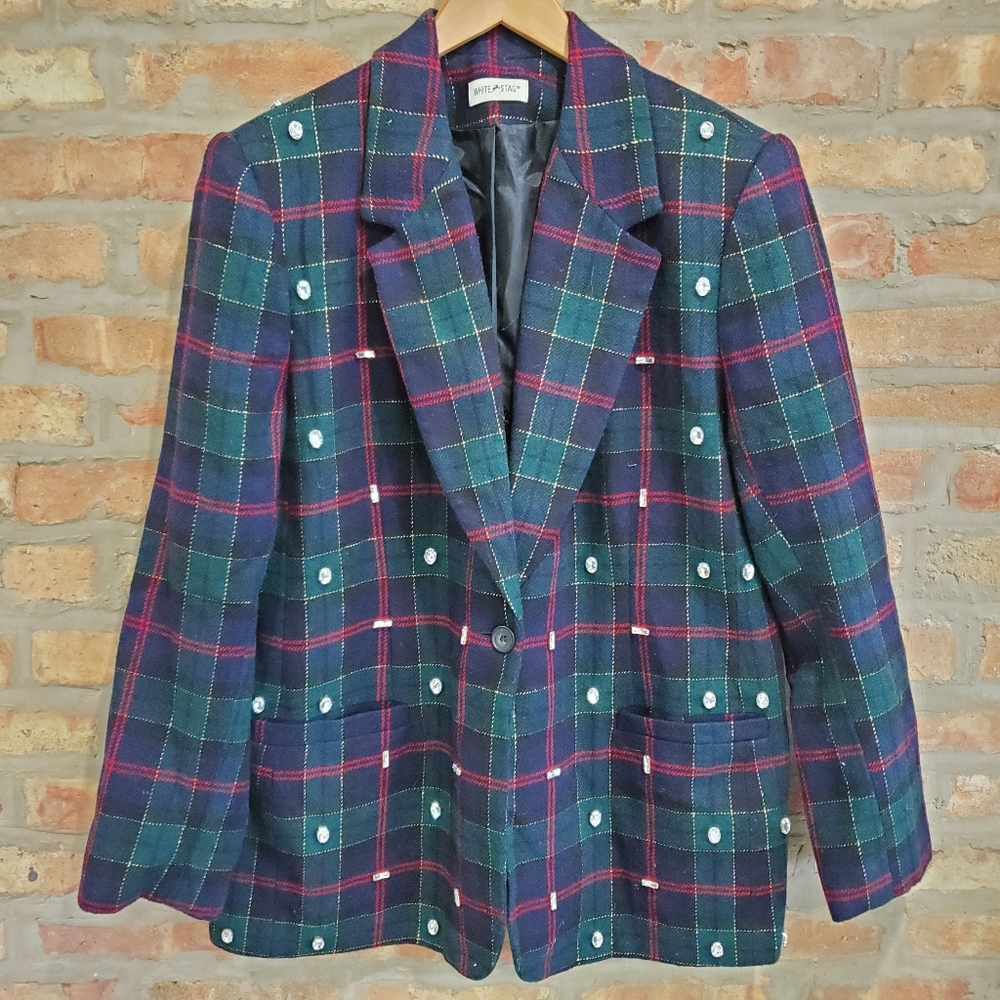🆓️BOGO🆓 Plaid Rhinestone Oversize Vintage Blazer